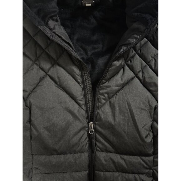 Cozy Quilted Hooded Puffer Coat Fleece Lining & Full-Zip Closure Womens M Black - Picture 4 of 12